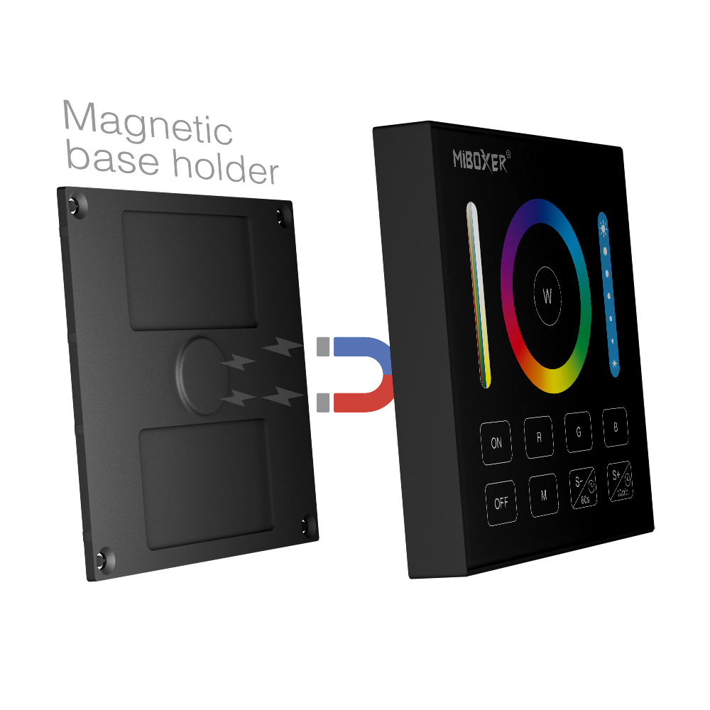B0-B 2.4GHz RF Wireless Smart Black RGBCCT LED Wall Panel Controller B0-B 2.4GHz RF Wireless Smart Black RGBCCT LED Wall Panel Controller